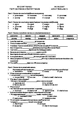 Đề thi đề xuất môn Tiếng Anh Lớp 12 - Trường THPT chuyên Nguyễn Tất Thành